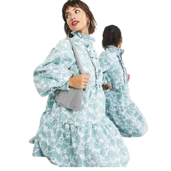 Elegant Floral Blue Dress - Picture 2 of 6